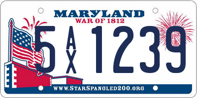 MD license plate 5AX1239