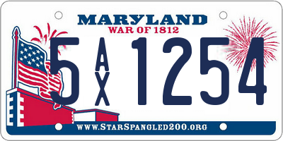 MD license plate 5AX1254