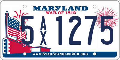 MD license plate 5AX1275