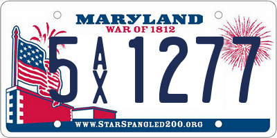 MD license plate 5AX1277