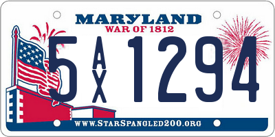 MD license plate 5AX1294