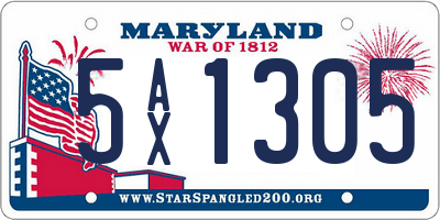 MD license plate 5AX1305