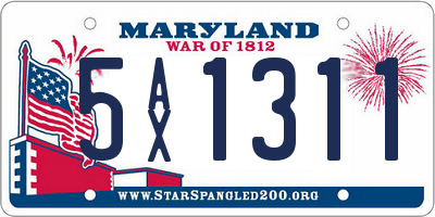 MD license plate 5AX1311