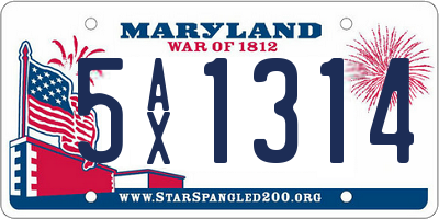 MD license plate 5AX1314