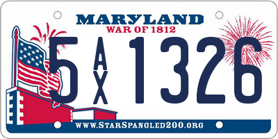 MD license plate 5AX1326