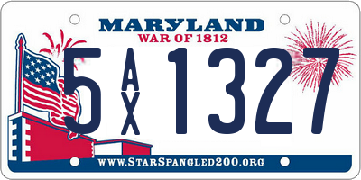 MD license plate 5AX1327