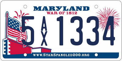 MD license plate 5AX1334