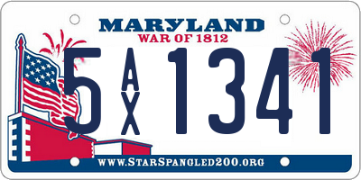 MD license plate 5AX1341