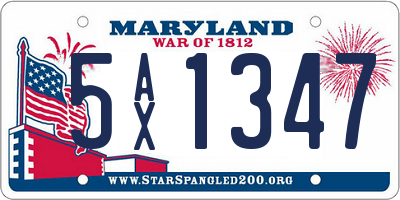 MD license plate 5AX1347