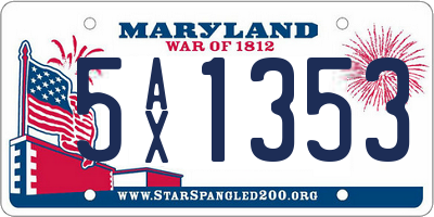 MD license plate 5AX1353