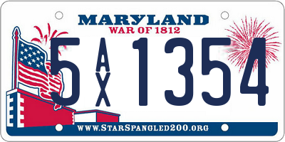 MD license plate 5AX1354