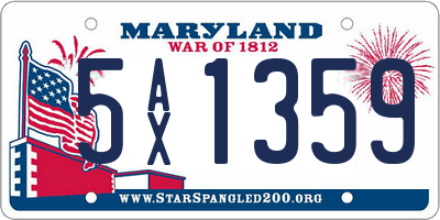 MD license plate 5AX1359