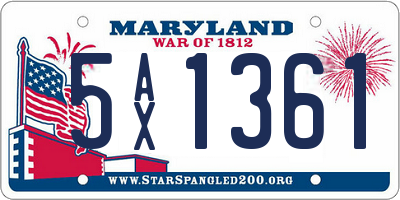 MD license plate 5AX1361