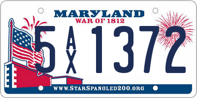 MD license plate 5AX1372