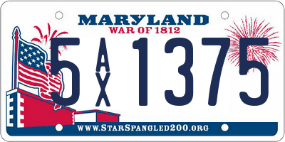 MD license plate 5AX1375