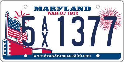 MD license plate 5AX1377