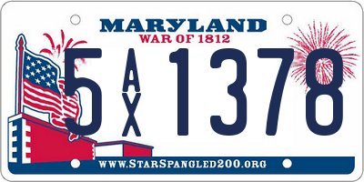 MD license plate 5AX1378