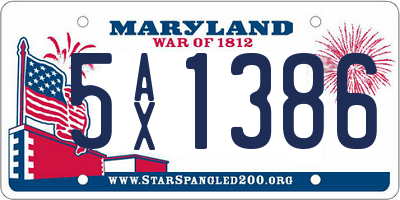 MD license plate 5AX1386