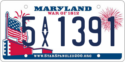 MD license plate 5AX1391
