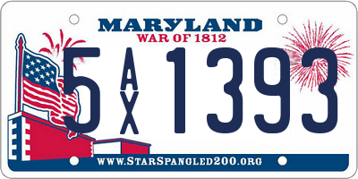 MD license plate 5AX1393