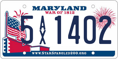 MD license plate 5AX1402