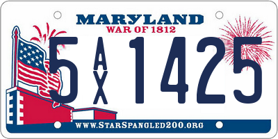 MD license plate 5AX1425