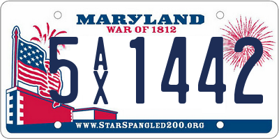 MD license plate 5AX1442