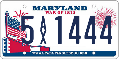 MD license plate 5AX1444