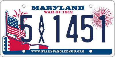 MD license plate 5AX1451