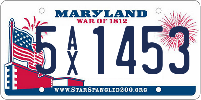 MD license plate 5AX1453