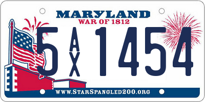 MD license plate 5AX1454