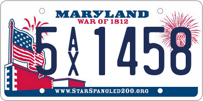 MD license plate 5AX1458