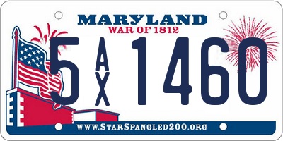 MD license plate 5AX1460