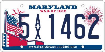 MD license plate 5AX1462