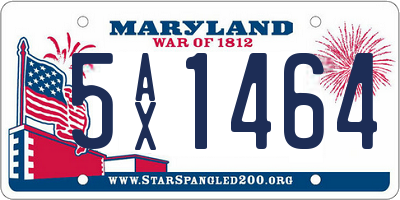 MD license plate 5AX1464