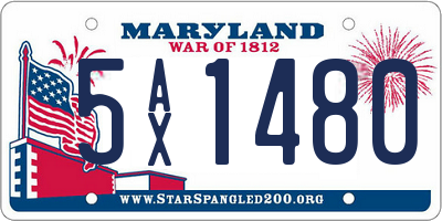MD license plate 5AX1480