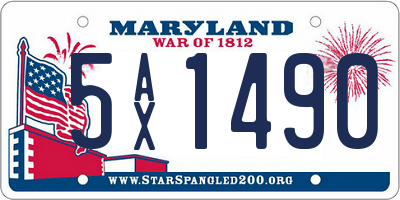 MD license plate 5AX1490