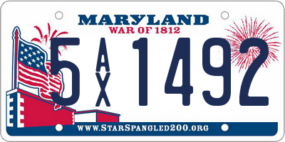 MD license plate 5AX1492