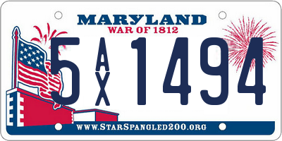 MD license plate 5AX1494