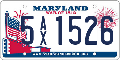 MD license plate 5AX1526