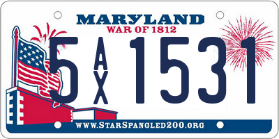 MD license plate 5AX1531
