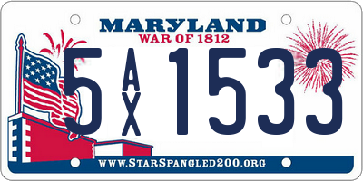 MD license plate 5AX1533