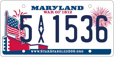MD license plate 5AX1536