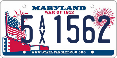 MD license plate 5AX1562