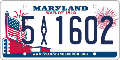 MD license plate 5AX1602