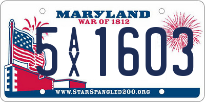 MD license plate 5AX1603