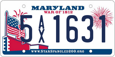 MD license plate 5AX1631