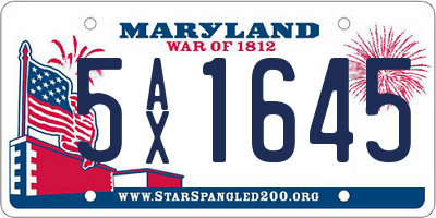 MD license plate 5AX1645
