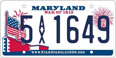 MD license plate 5AX1649