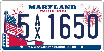 MD license plate 5AX1650